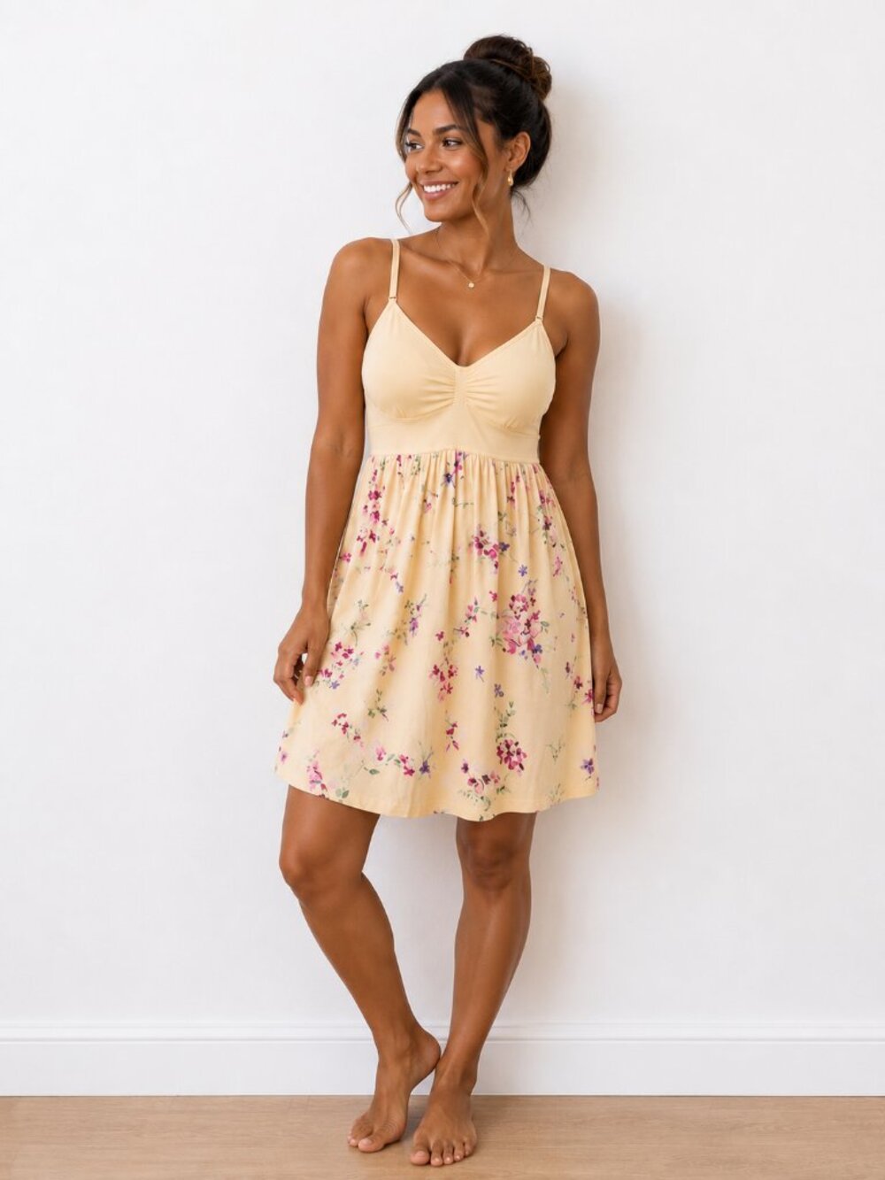 Motherhood Yellow Floral Nursing Dress - Cotton Blend